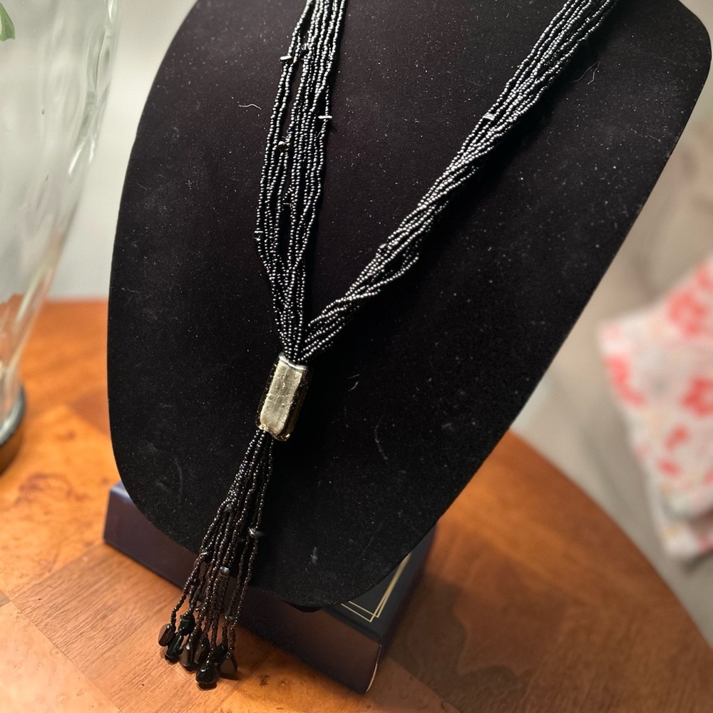 Long black one of a kind necklace
